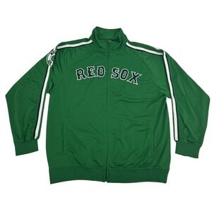Boston Red Sox Track Jacket Men XL Green Stitches Full Zip St. Patrick's Day MLB